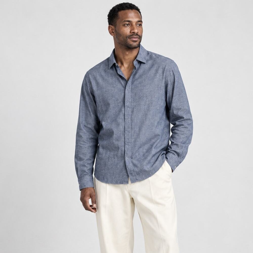 NWOT Richard Nicoll Soft Cotton Blue Button Down Hidden Placket Shirt, size 40/M